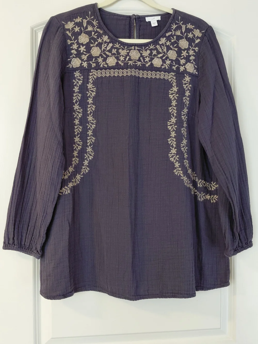 Embroidered Long-Sleeve Peasant Top